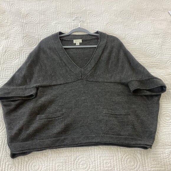 Witchery Womens M/L Charcoal Gray Knit Poncho Sweater With Pockets & V-Neckline - Picture 4 of 9